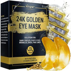 50pcs 24k Gold Under Eye Patches for Dark Circles Puffy Eyes Wrinkles Collagen Under Eye Masks Hydrating Under Eye Gel Pads for Eye Bags for All Skin