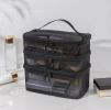 Zipper Bag with Handle, Black Mesh Pouch, Travel Toiletry Bag, Cosmetic Organizer Case, Portable Small Shower Caddy for Makeup, Skincare