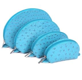 Women Makeup Bags Leather Cosmetic Cases Sets For Girls 4Pcs/set Toiletry Bag For Travel Cosmetic Ladies Storage Bag (Color: Blue, size: M)