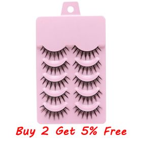 5Pairs Soft Fake Eyelashes Handmade Thick Wispy 3D Faux Mink Eyelash Natural Long Lashes Winged Lash Wholesale Eyelash Extension (Color: 025)