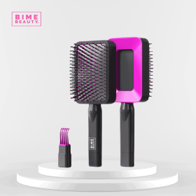 3D Self-cleaning Deluxe Rectangular Hair Brush (Color: Rose Red)