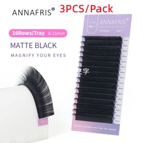 ANNAFRIS 3PCS/Pack 16 Rows Volume Classic Eyelash Extension C D Curl All Size Matte Black Individual False Eye Lashes Extension Salon Use Natural Soft (Curl & Thickness: 0.07 C, Length: 20-25mm Mix x 12rows)