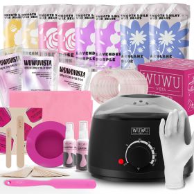 Waxing Kit 69 items - WUWUVISTA Hair Removal Hard Wax kit with Wax Warmer, Wax Beads for Face/Brazilian/Body/Sensitive Skin (Color: Black)